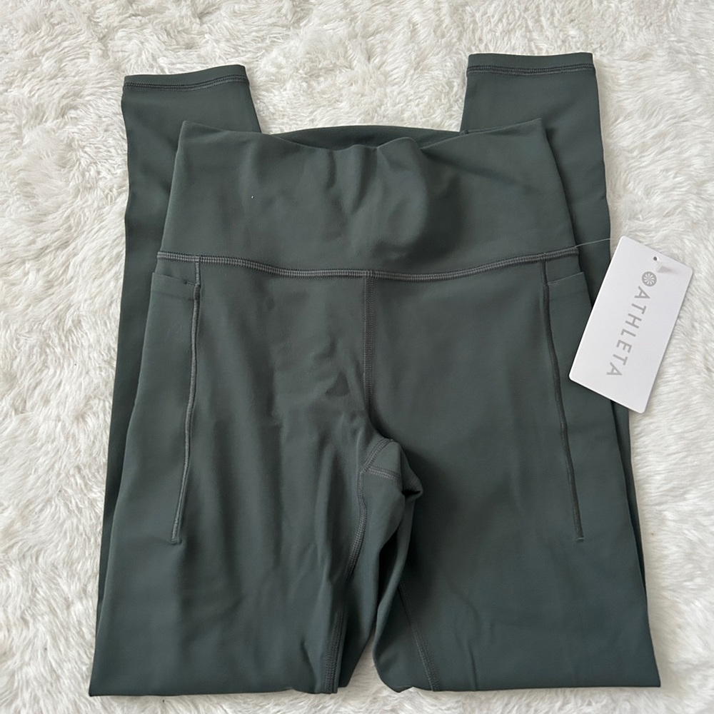Athleta Transcend Stash Tight Leggings Size S Bali Green